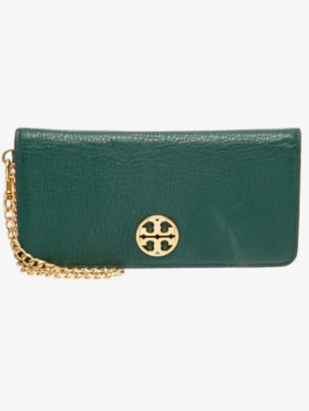 Tory Burch Britten Green Saffiano Leather Wallet on Chain WOC Crossbody Bag